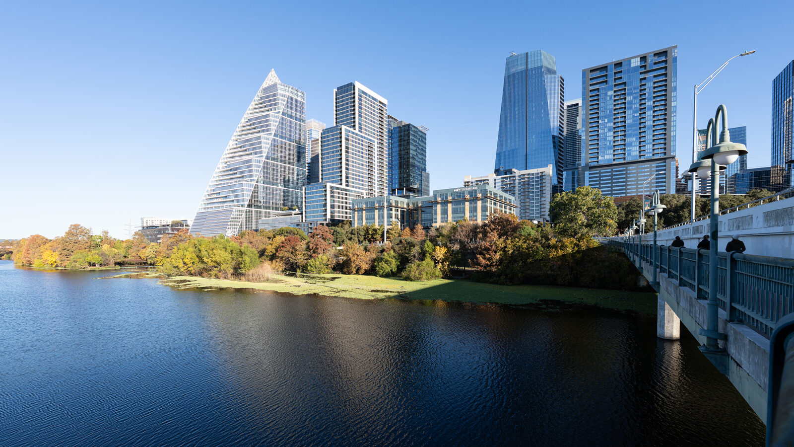 The downtown Austin skyline above the Ann W. Richards Congress Avenue Bridge